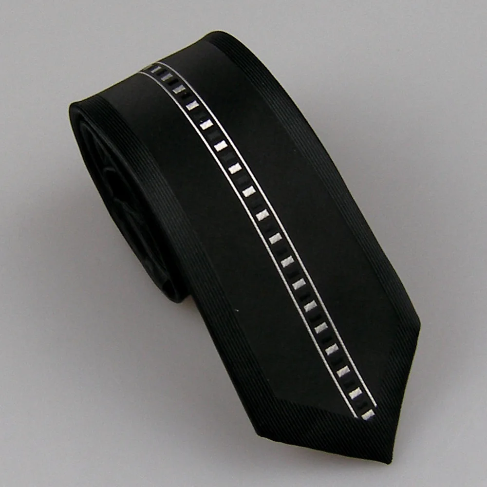 Lammulin Галстуки мужской костюм шеи галстук границы дизайн черный с серебром вертикальный полосатый галстук микроволокнистый жаккард тощий галстук 6 см