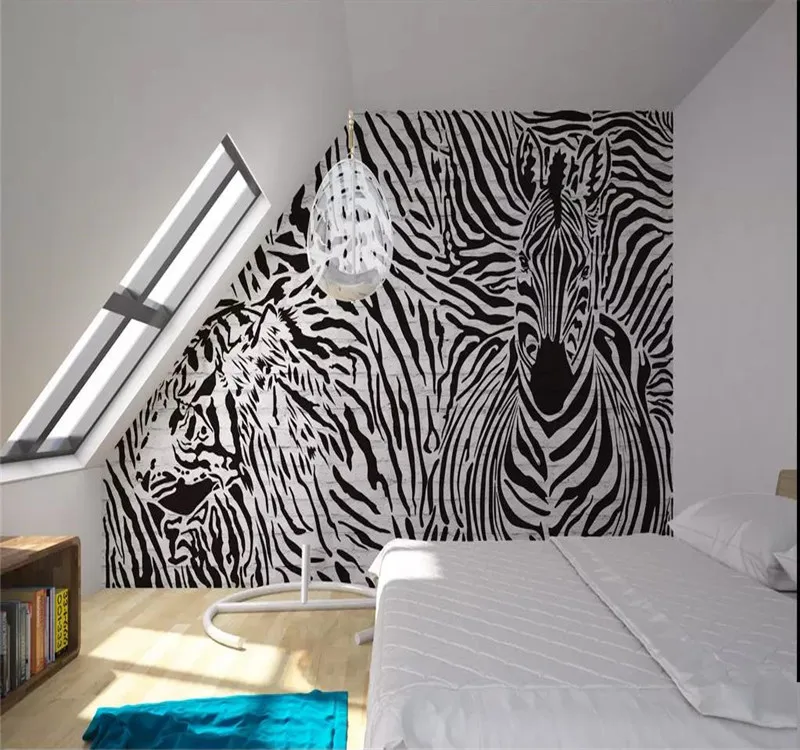 Custom 3d wallpaper zebra vintage pattern animal abstract decorative painting background wall high-grade waterproof material Custom 3d wallpaper zebra vintage pattern animal abstract decorative painting background wall high-grade waterproof material