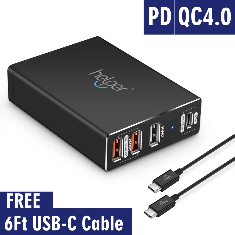 USB C PD3.0 Зарядное устройство Мощность доставки QC 4 0 Тип Порты и разъёмы быстро для
