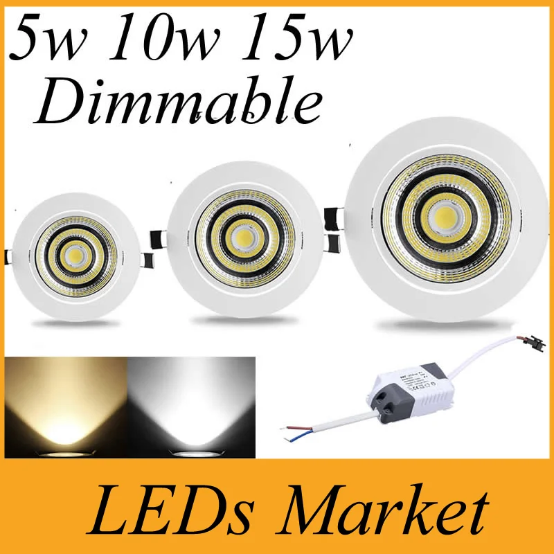 

Energy Saving COB Downlight Dimmable 5w 10w 15w LED Recessed Ceiling Bulb Super Bright Spot Light Fixture led lighting Lamp