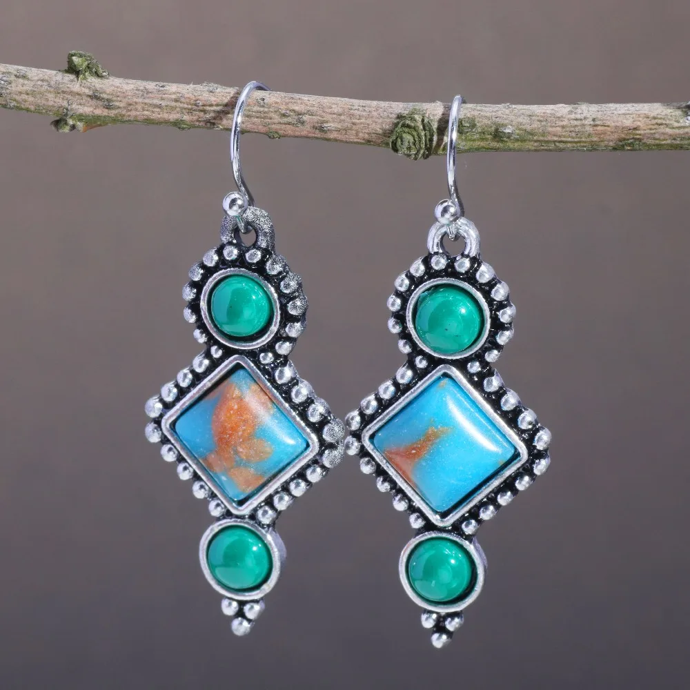 

YWOSPX Vintage Silver Dangle Earrings for Women Jewelry Wedding Earings Engagement Valentine's Day Statement Brincos Gifts