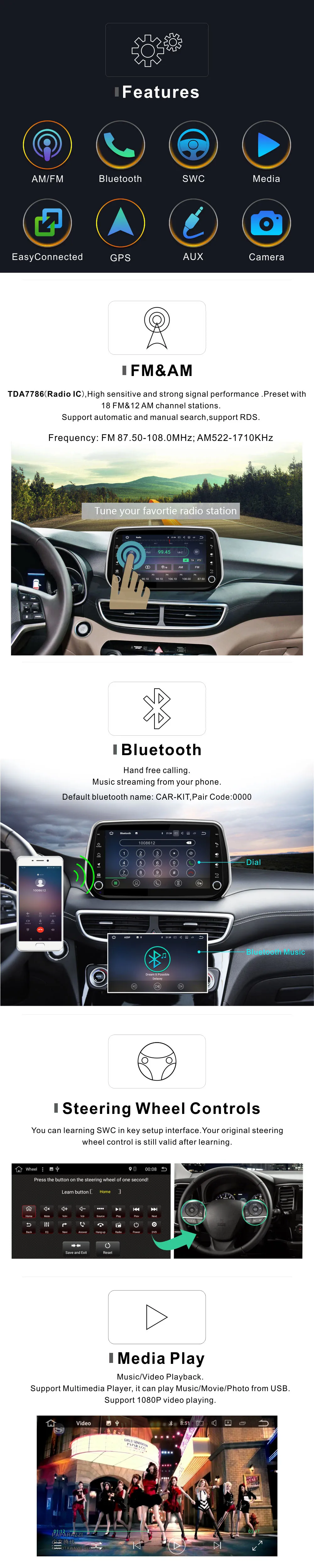 Большой экран 10,1 дюймов ips экран android 8,1 wifi стерео с bluetooth радио gps Зеркало Ссылка для hyundai tucson