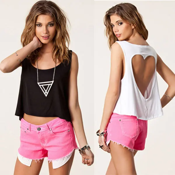 Free Shipping Best selling 2 Colors M,XL Clubwear tops Heart cut design