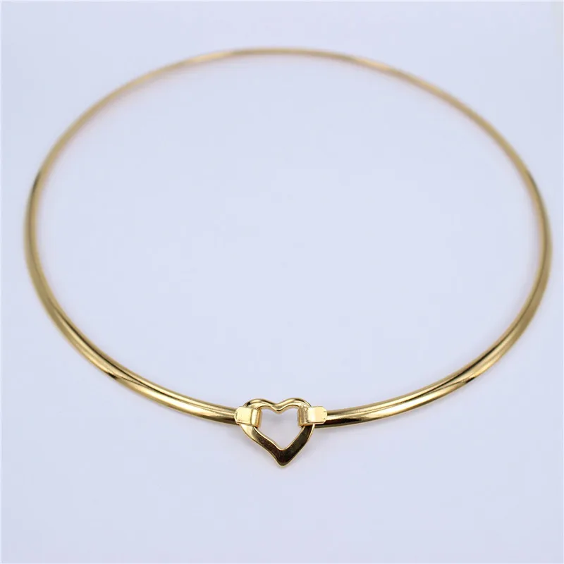 

Fashion Jewelry Heart-shaped Gold Color Necklace Stainless Steel Simple Round Circle Statement Choker LH554