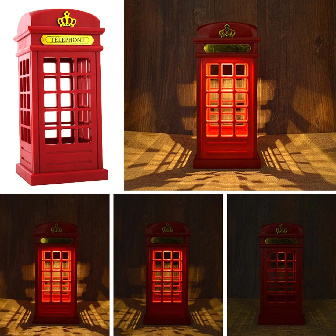 

Warm white LED Table Lamp Stylish Design Retro London Telephone Booth Design USB Rechargeable LED Touch Night Light Lams