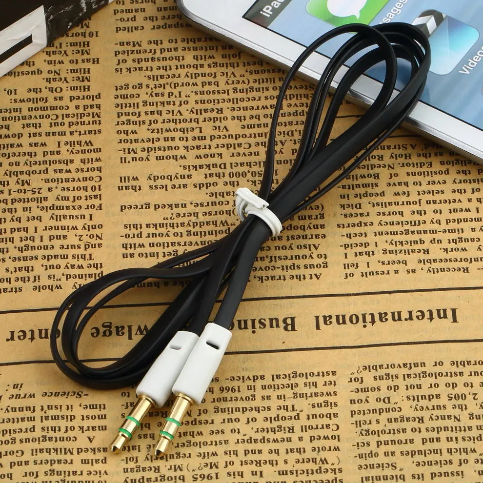 

10Pcs New 3.5mm Male to Male 1m Stereo Audio Jack Noodle Shape AUX Auxiliary Cable For iPhone For iPod MP3