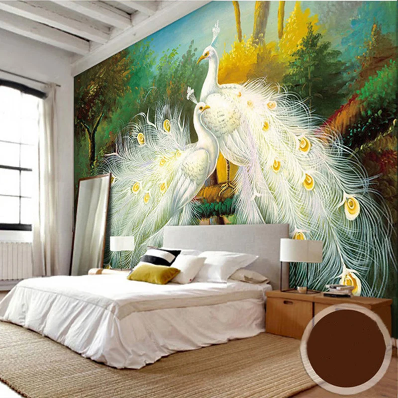 Пользовательские 3D Настенные обои красивый белый павлин картина с лесным пейзажем Фреска гостиная ресторан спальня Искусство Обои