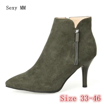 

Spring Autumn Winter Women Ankle Boots High Heels Woman Short Boots botas High Quality Plus Size 33 - 40 41 42 43 44 45 46