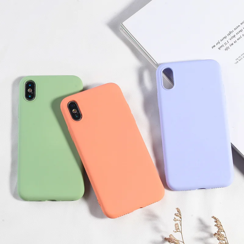 

NEW Simple Candy Color Phone Case For iPhone X XS MAX XR 7 8 Plus Soft TPU Silicone Back Covers For iPhone 6 6s Plus Fundas Capa