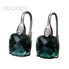 Latest Fashion 925 Sterling Silver Square Green Crystal Leverback Earrings for Women Girls Free Shipping Latest Fashion 925 Sterling Silver Square Green Crystal Leverback Earrings for Women Girls Free Shipping