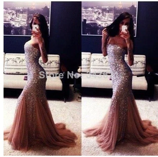 CR-417 Sparkling Sequins Crystals Maroon Long Mermaid Party Prom Dress Custom Made Hot Sale | Свадьбы и торжества
