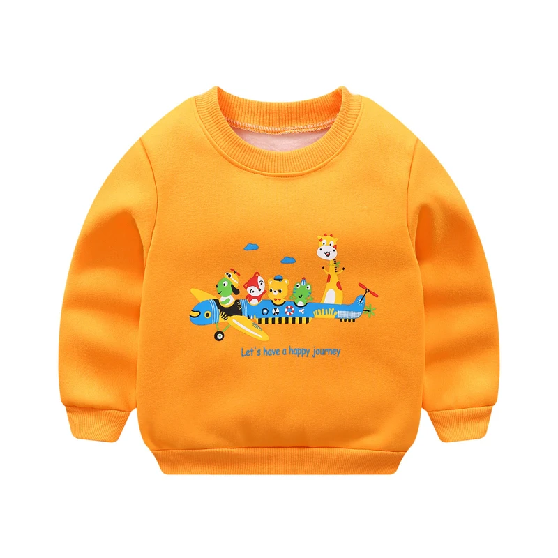 

Autumn Winter Children Boys Girls Sweatshirts Cartoon plus velvet thickening Long Sleeve Cotton Crew Neck Sweatshirts Blouse