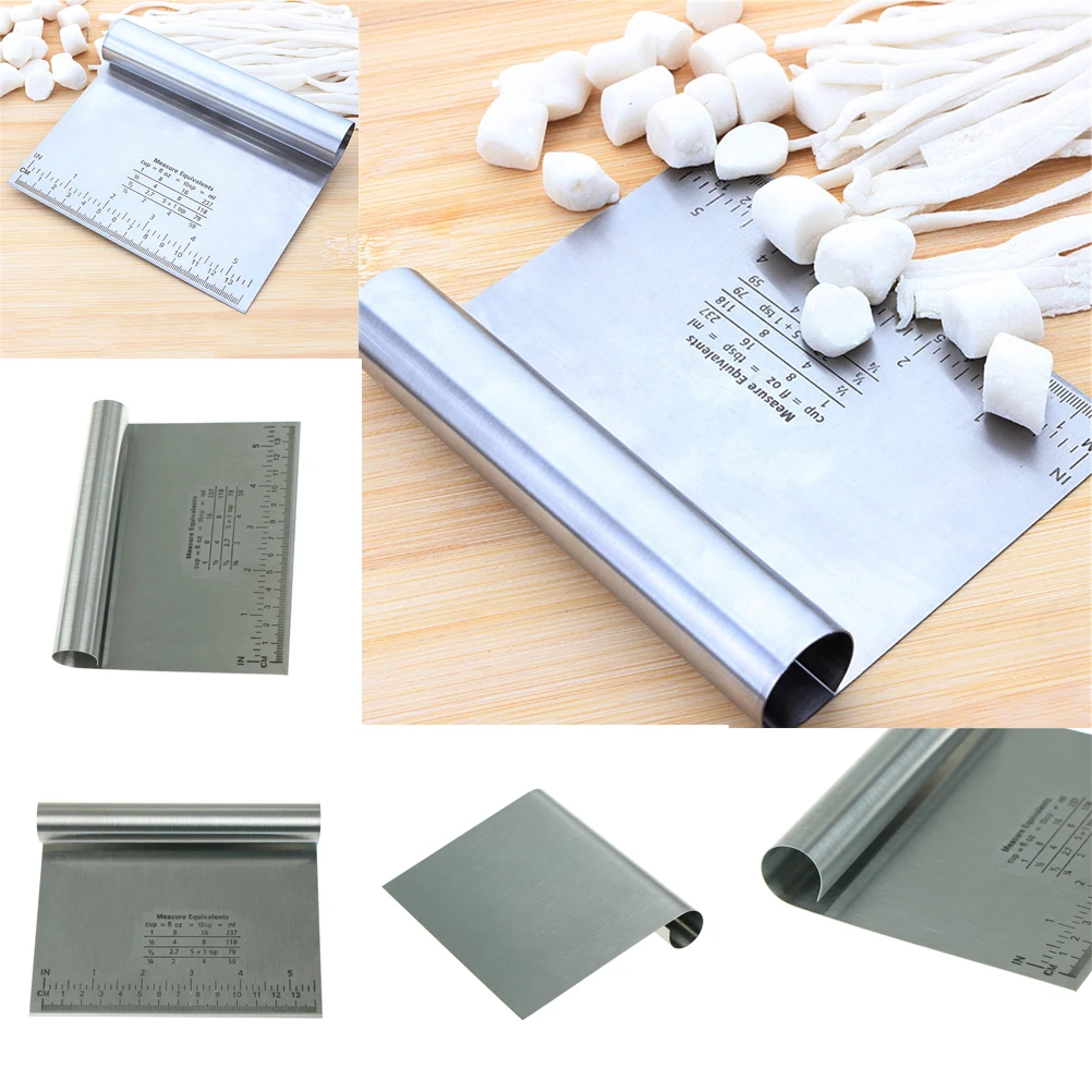  1pc Stainless Steel Pizza Dough Scraper Cutter Baking Pastry Spatulas Fondant Cake Decoration Tools