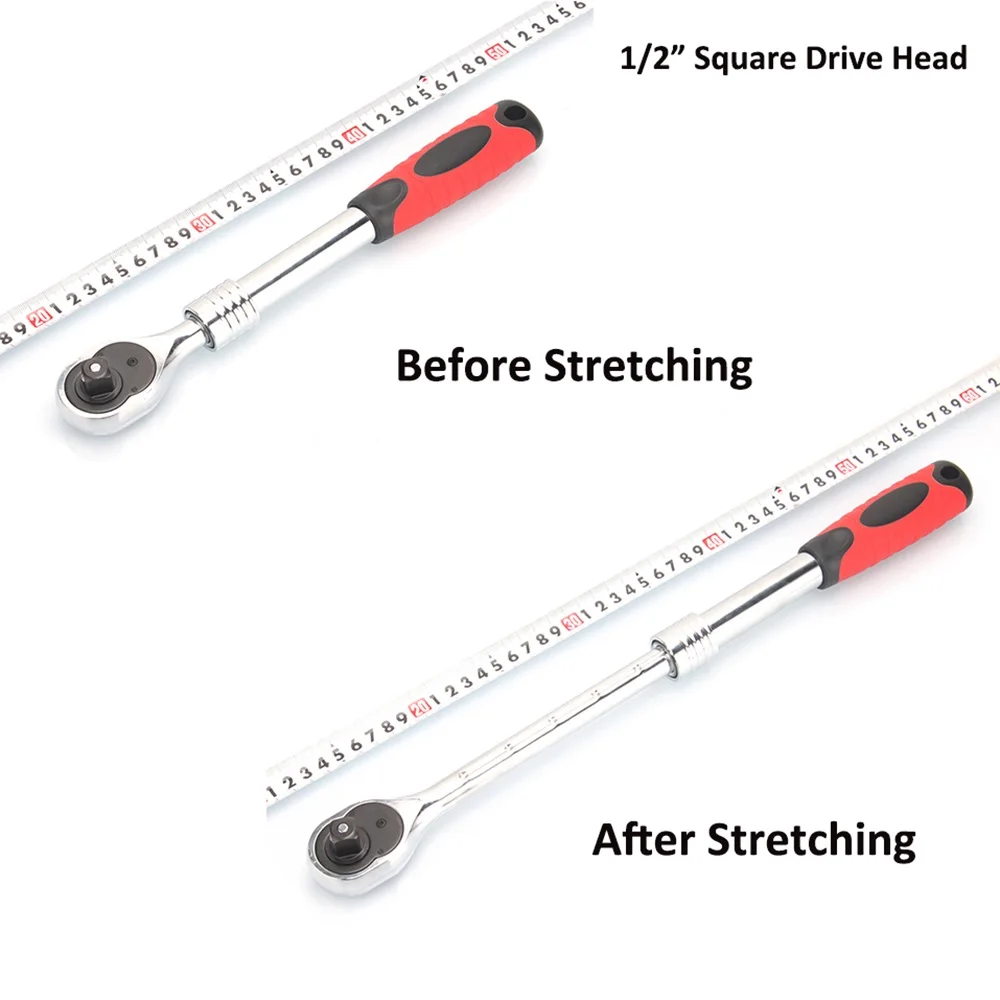 3PCS Stretch Socket Ratchet Wrench Spanner Set of Tools Keys 1/2