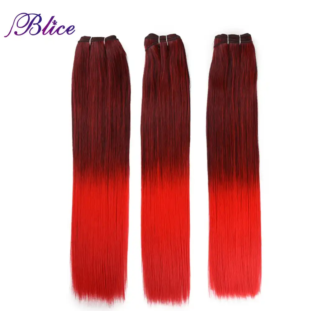 Blice Synthetic Hair Weaving 18 Inches Mix 1b Red Yaki Straight