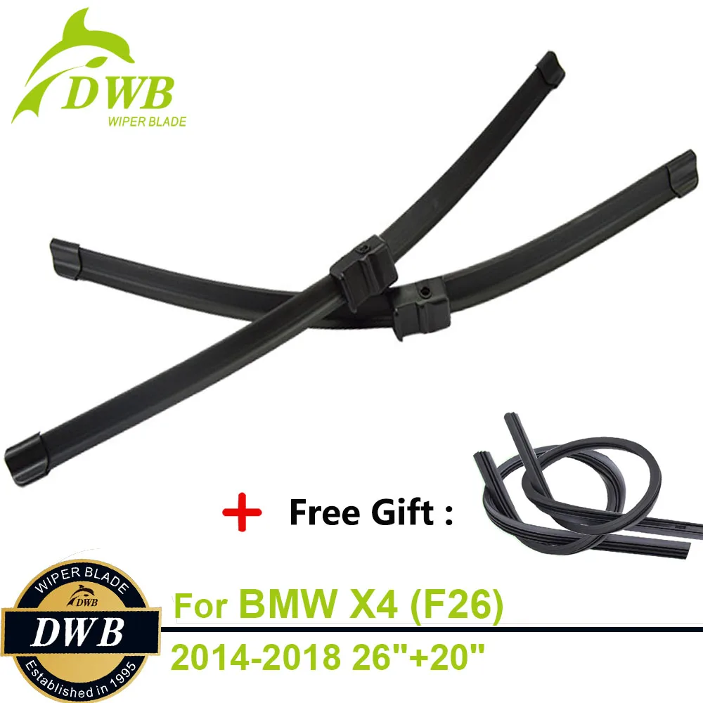 2PCS ECO Wiper Blades for BMW X4 (F26) 2014 2018 26"+20", Free 2Pcs