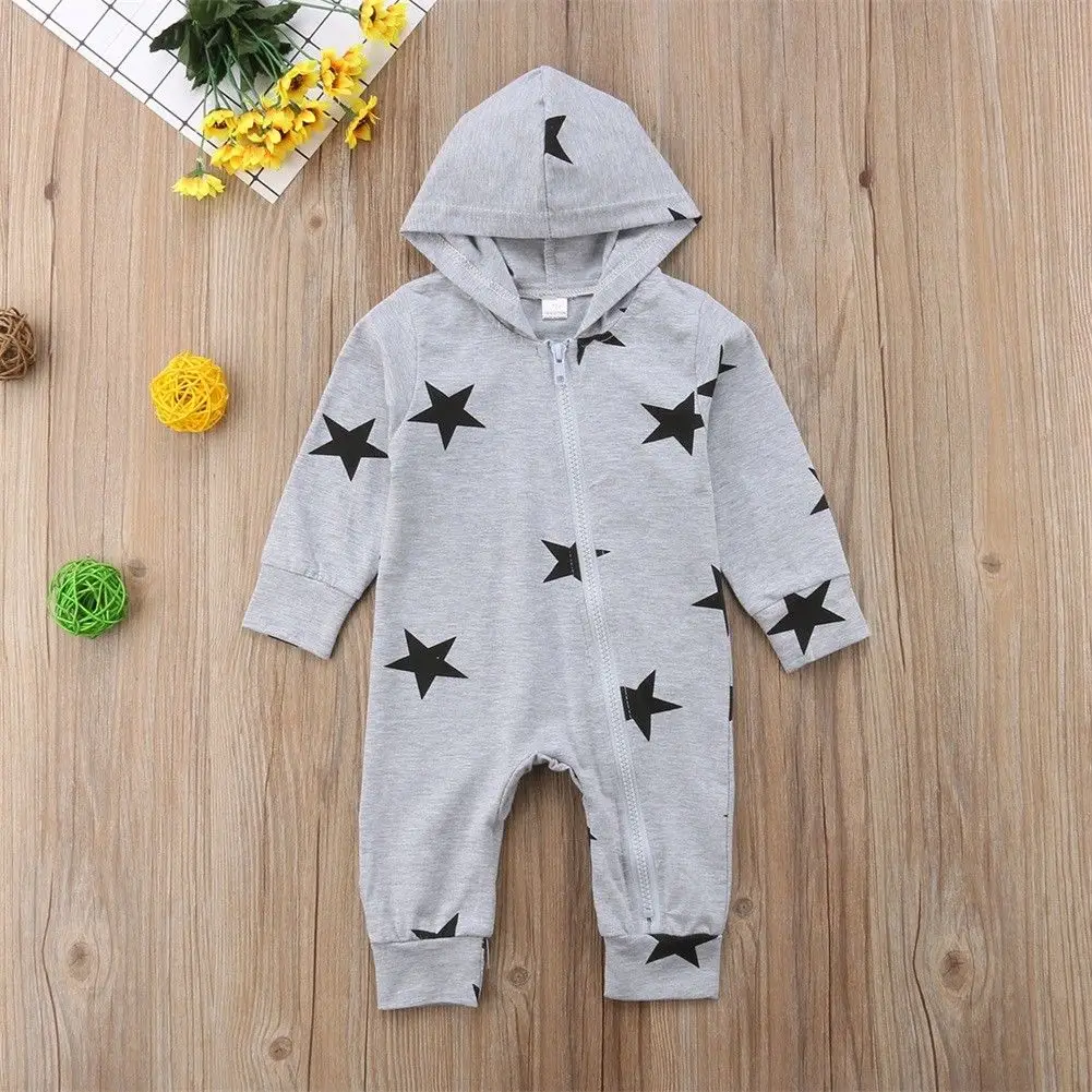 Newborn Infant Kids Baby Boy Girl Romper Hooded Hoodies Jumpsuit Outfit
