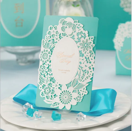 20seet/lot blue invitations wedding invitation card birthday