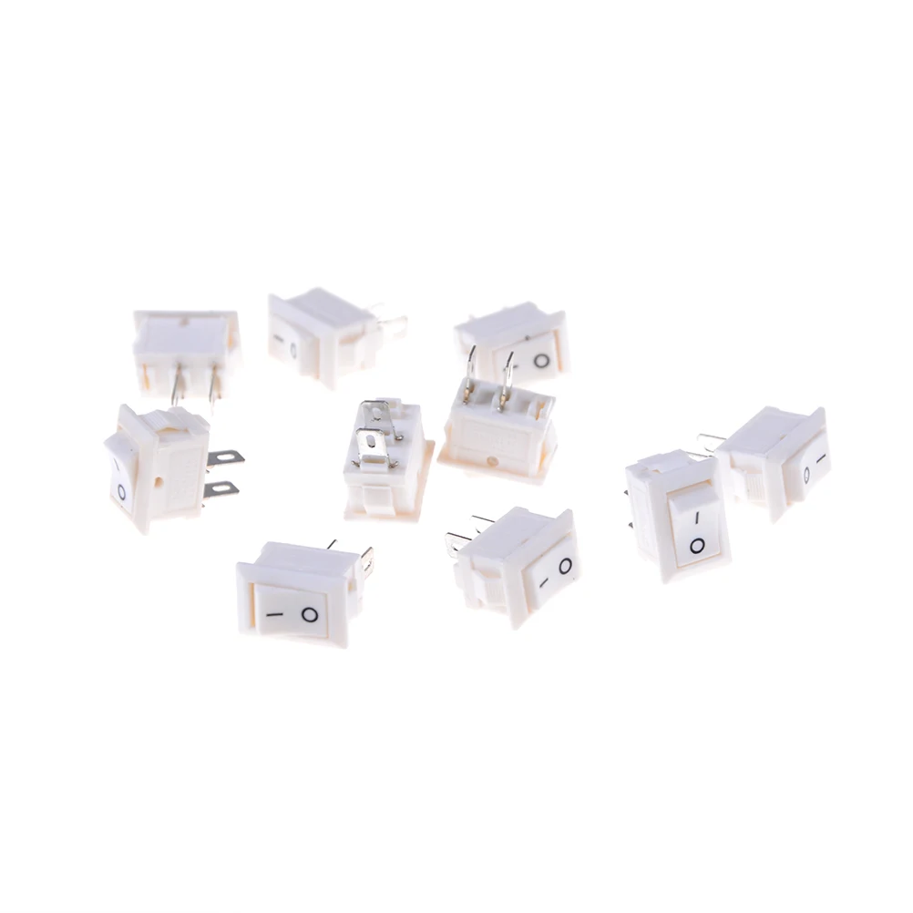 10pcs/lot 15x10mm 3A/250V Car Dash Dashboard Truck RV ATV Home Use White 2PIN SPST ON/OFF KCD11 Boat Rocker Switch