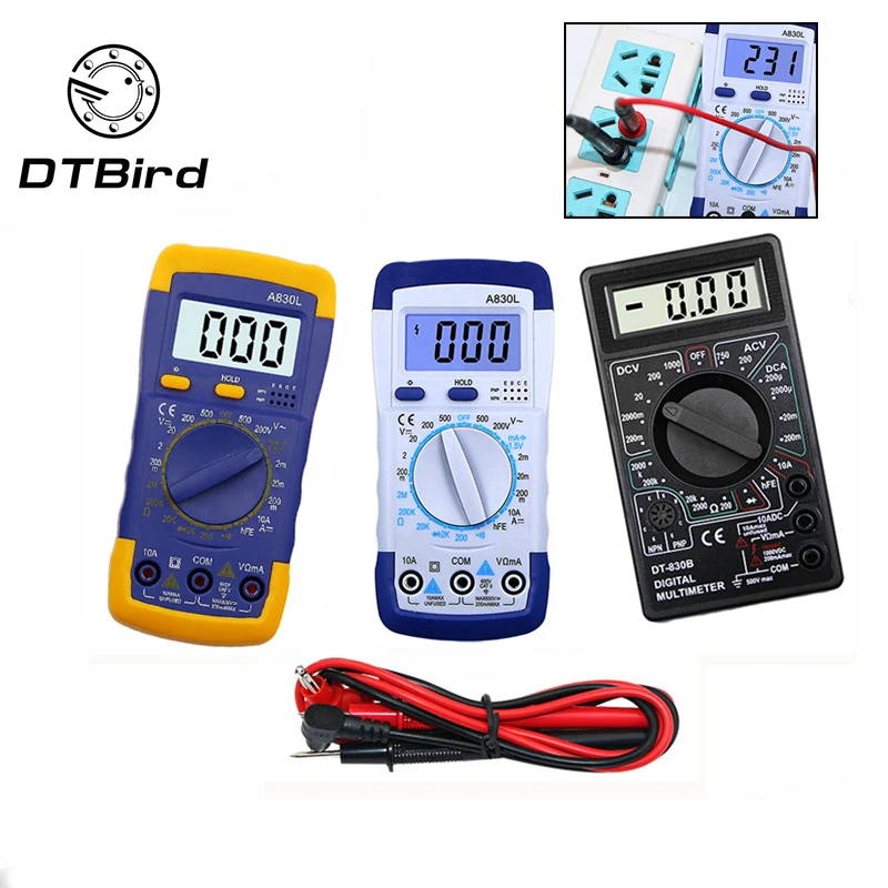 

A830L DT-830B LCD Digital Voltmeter Ohmmeter Ammeter Multimeter DC AC Volt Diode Freguency Multitester Volt Tester Test Current