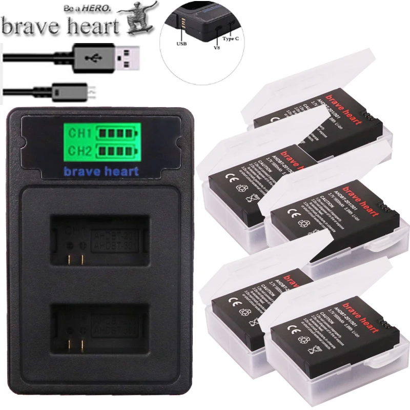 

High capacity bateria hero 3 gopro hero3 battery + TYPE-C USB charger+battery case for GoPro go pro Hero 3 3+ camera accessories