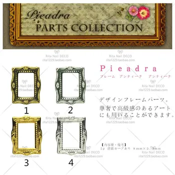 

100pcs/bag 2016 new Japan Korean 3D Nail Art Decoration Retro Frame Style Metal Alloy Charm Jewelry For Nail Tools