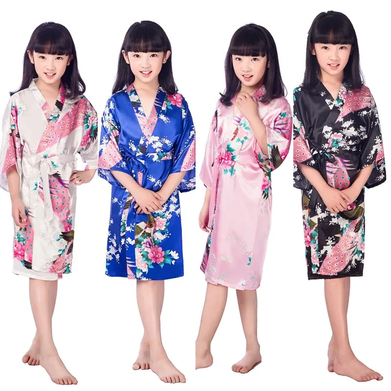 Прекрасный светло-фиолетовый халат высокого качества, детский халат с цветочным рисунком, ночная рубашка, пижамы, детский летний халат, детская одежда