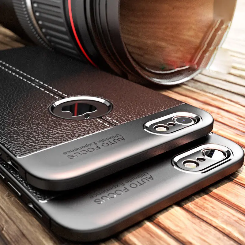 Best Luxury Litchi Leather Pattern Case For iPhone 11 XR XS Max 6 6S 7 8 Plus Soft Silicon Shockproof Cover For Samsung Note 10 S9 S8