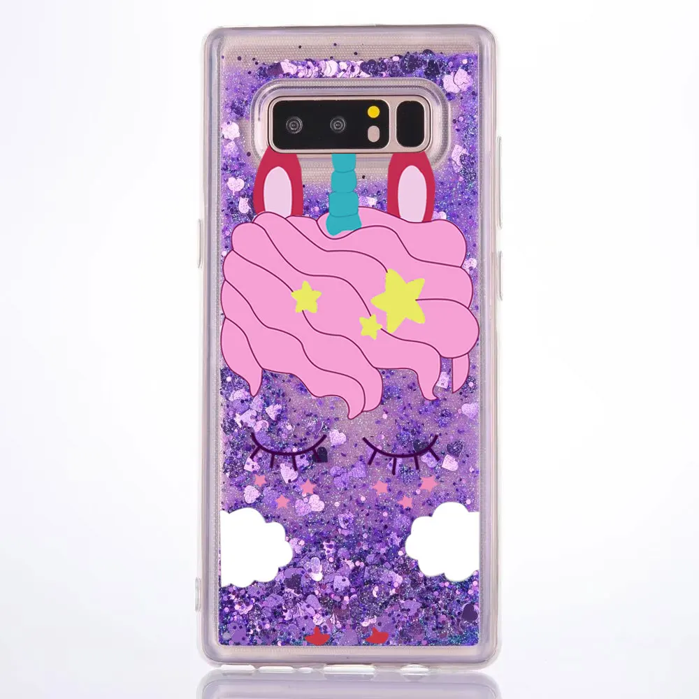 Жидкий чехол с единорогом для Samsung Galaxy S7 Edge S8 S9 Plus Note 8 A3 A5 A6 A7 A8 J2 J3 J5 J7 Prime 2016 2017 2018