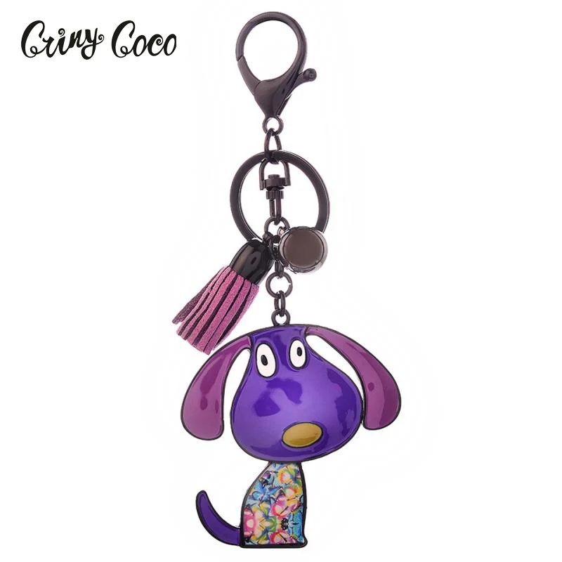 

Cring Coco Cartoon Lovely Enamel Dog Key Chains Keyrings Jewelry For Women Girl Ladies Handbag Charms Kids Gift