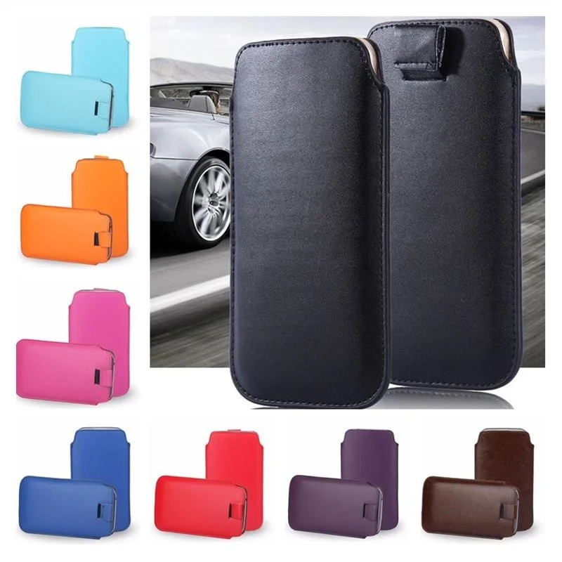 

For iphone 8 plus 7 plus case Universal Pull Tab Leather Case For Apple iphone XS Max 6 plus 6s 5 5s 4 4s Phone Pouch Bag cover