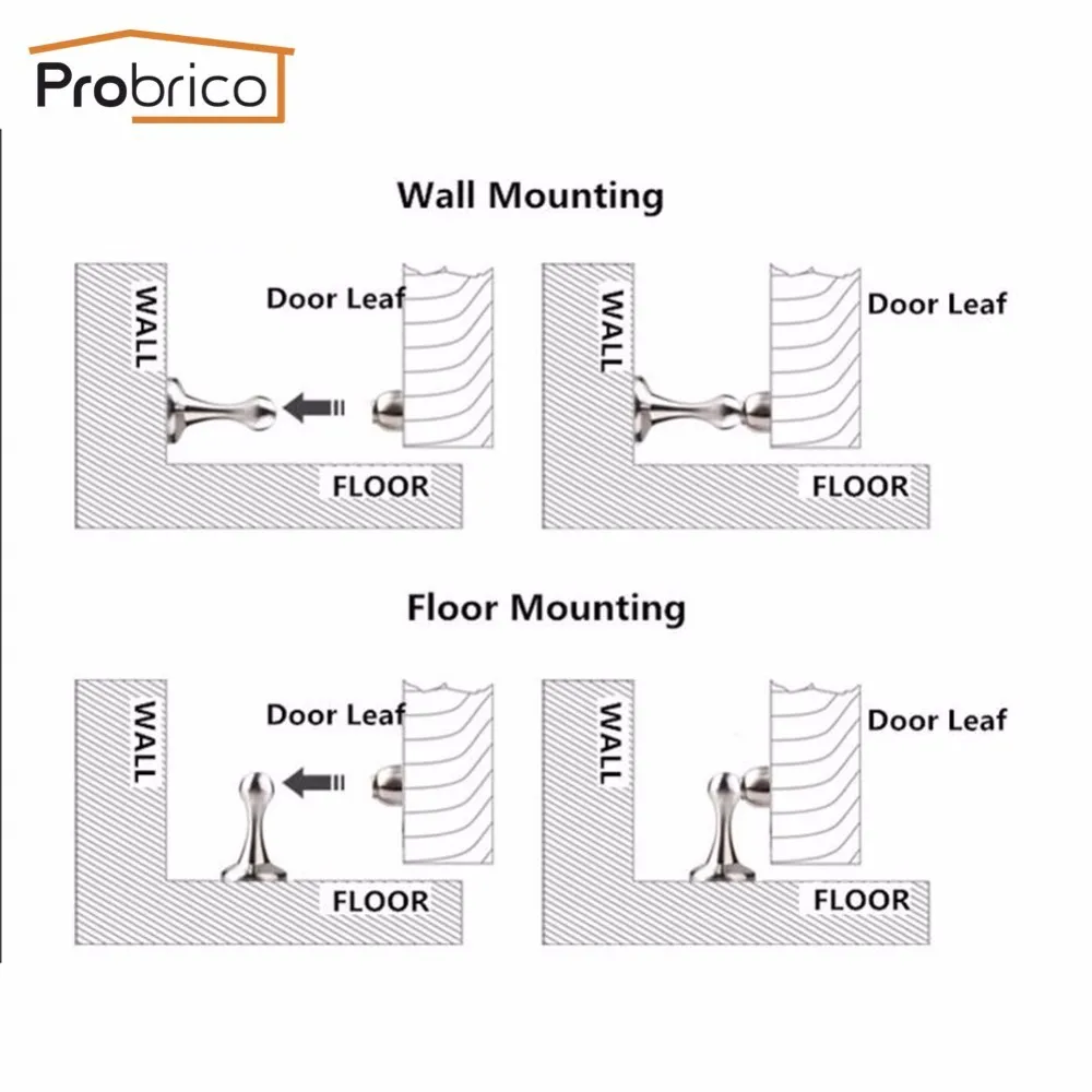 Probrico магнитный дверной стоп-держатель протектор бампер Магнит Дверные остановки дверной стоп Регулируемый напольный настенный дверной стопор