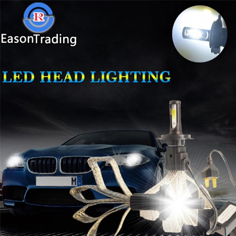 

2Pcs H1/H7 10000LM 100W S7 LED Car Headlamp Kit Bulb Hi/Low White 6000K