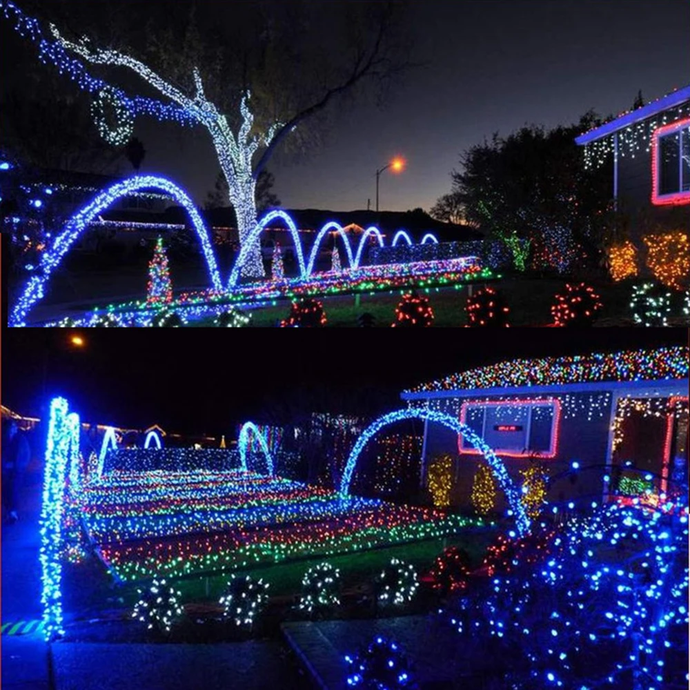 20 м 200 светодиодов мерцающие вечерние декоративные гирлянды 8 режимов для свадьбы Рождество Хэллоуин Diwali Рождество открытый