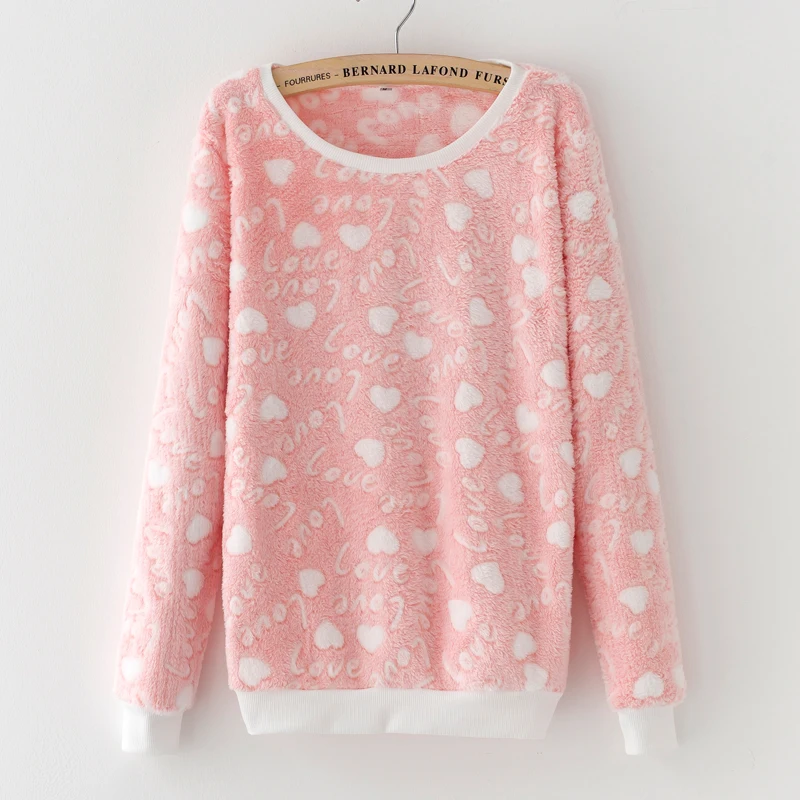 

New arrival Fashion LOVE letter print Harajuku Christmas Hoodies Sweatshirts Women 2017 Winter Warm Flannel Sweatshirts Cashmere