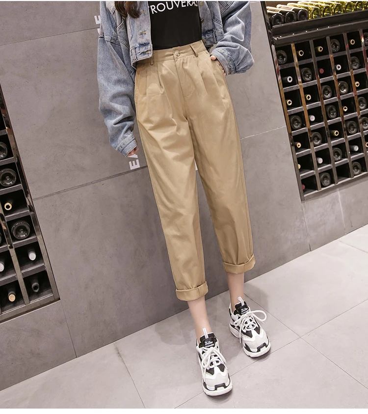 TingYiLi pantalones Cargo Mujer Otoño Invierno alta cintura ejército verde  caqui negro pantalones de cintura alta|Pantalones y pantalones capri| -  AliExpress