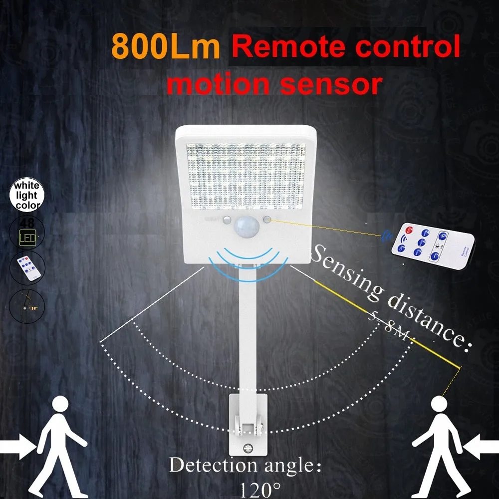 

48 LED Solar Light Ultra-thin Wireless PIR Motion Sensor Solar Lamp Ip65 Waterproof Outdoor Lighting Lights Garden Wall white li