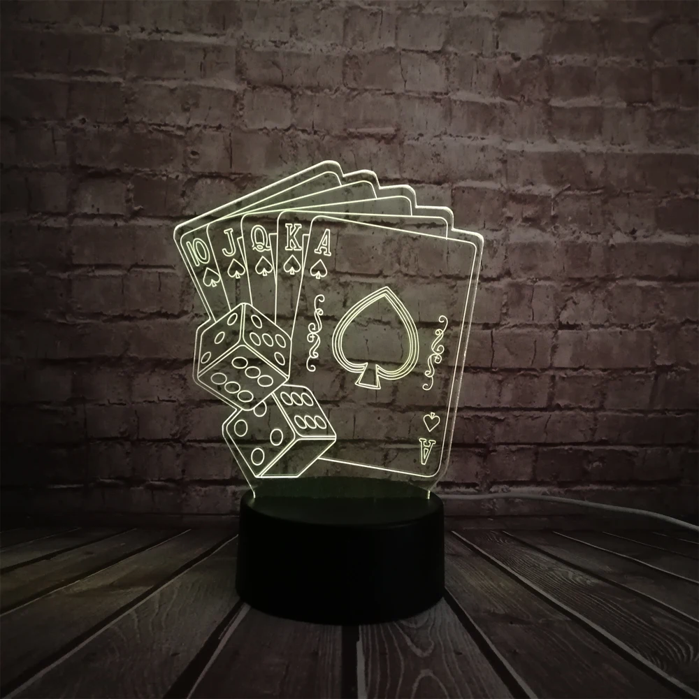 Креативный 3D светодиодный USB светильник волшебник украшение Техасский HOLD EM Dice Poker