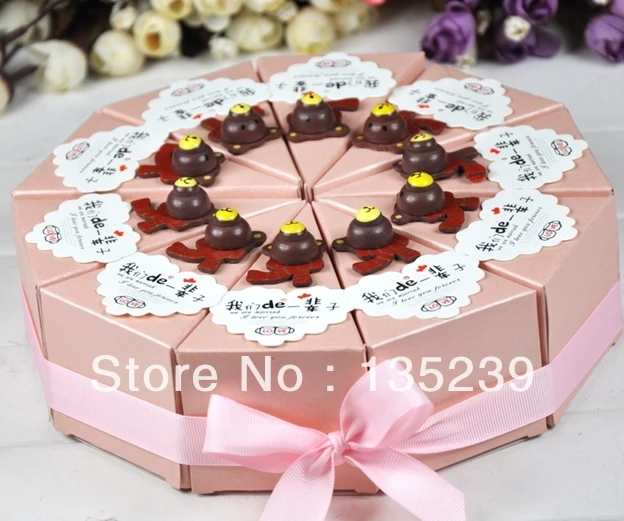 10piece Set Cheap Bear Wedding Party Favor Gift Baby Shower Cake Box