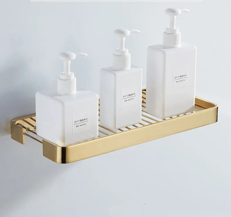 Bathroom Shelf Brass Bathroom Shower Rack Square Bath Shower Shelf Bath Shower Caddy Rack Holder Wall Mounted Corner shelf