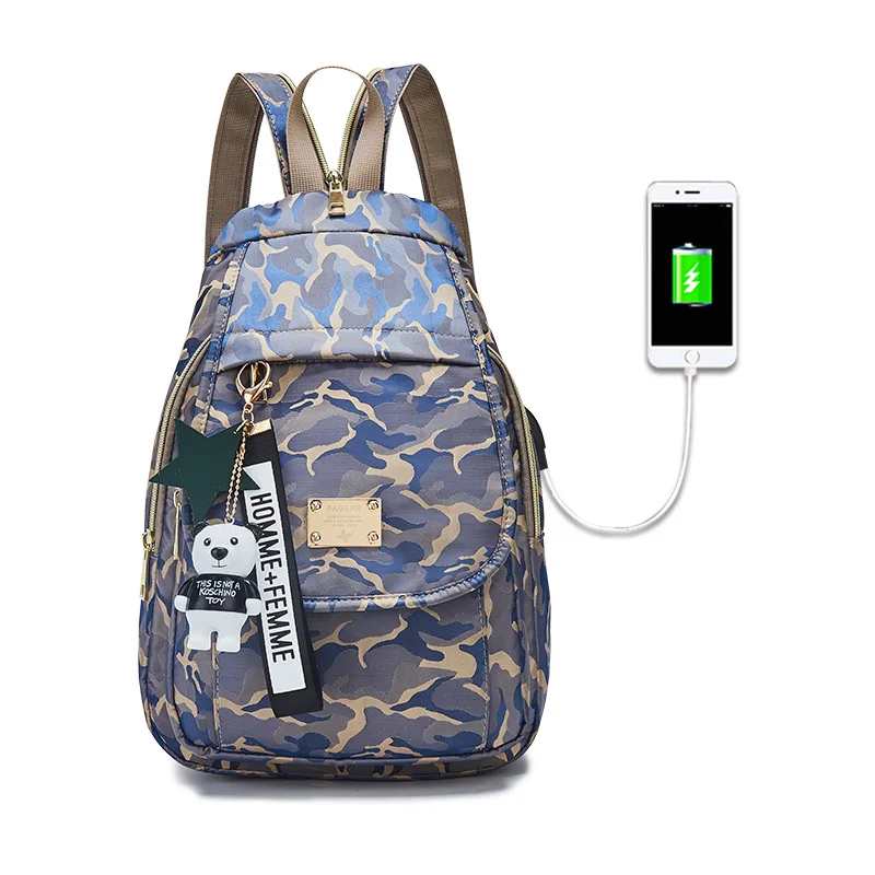 Camouflage Baby Diaper Bag USB Baby Nappy Bag Waterproof Backpack Cute