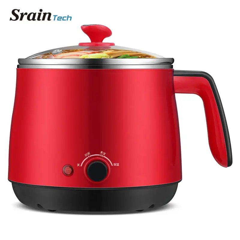 

SrainTech Mini Multi Cookers 1.5L Food Grade Stainless Steel Hot Pot Cooker Electric Steamed Soup Pots Perfect for Dorm and Home