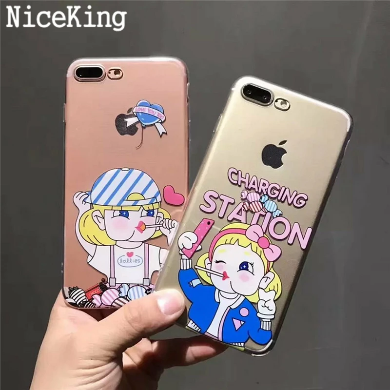 Для iPhone 6 s plus Мода леденец девушка ТПУ Мягкая задняя крышка Телефонные Чехлы для 7
