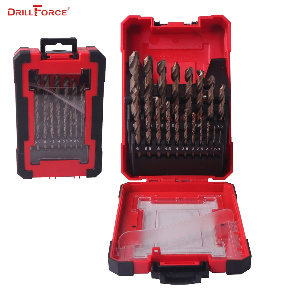 DRILLFORCE 19PCS HSS M35 Cobalt Drill Bit for Hardened Metal &Stainless