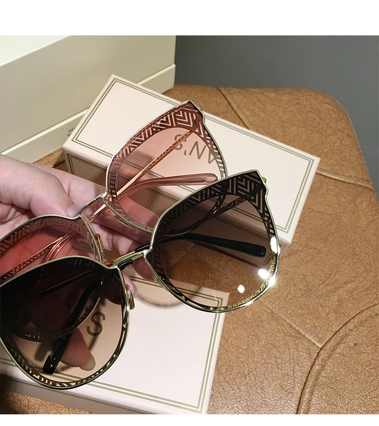 MS, новинка, солнцезащитные очки для женщин, большие очки,, градиентные, коричневые, розовые, без оправы, солнцезащитные очки для женщин, подарок, брендовый дизайн, Uv400