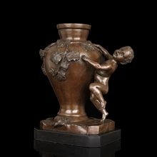 Европа Ретро мягкий наряд Вилла домашнего интерьера статьи большая ваза Скульптура с ребенком Статуи для украшения Античная латунь ваза