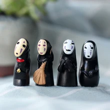 4pcs Mini Faceless Man Fairy Garden Miniatures Decration Movie Figures Anime Doll Hayao Miyazaki Totoro Terrariums Figurine Toys