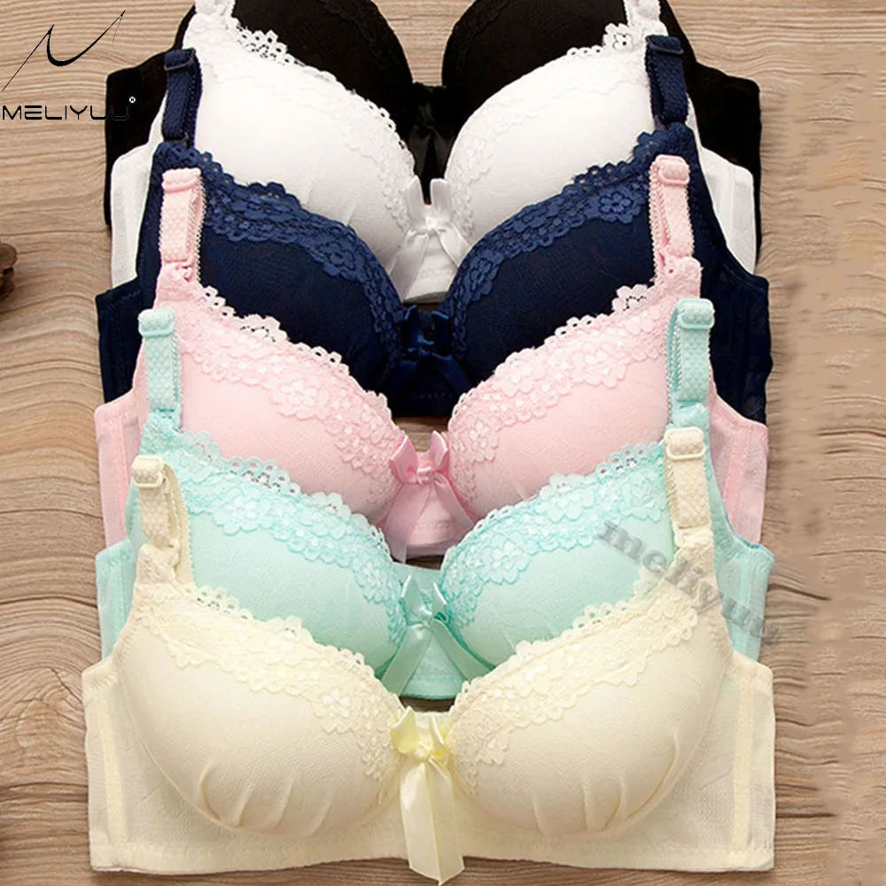 

Fashion Teenage Girl Push Up Bra Padded Lace Bralette Bow Wire Free Brassiere Underwear Sexy Lingerie BH