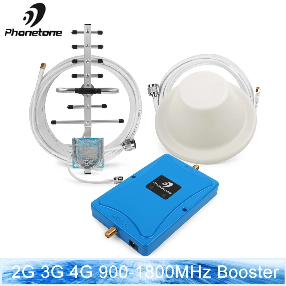 

GSM Repeater 900 UMTS 1800 MHz Dual Band 3/8 2G 3G 4G LTE Mobile Amplifier Cellular Signal Booster EGSM 70dB +Yagi/Ceilin Antenn