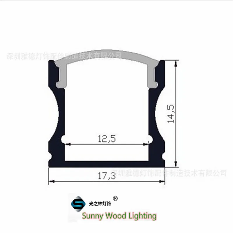 10 шт./лот W17* H15MM светодиодный алюминиевый профиль, светодиодный канал, корпус для 12 мм печатной платы светодиодный светильник